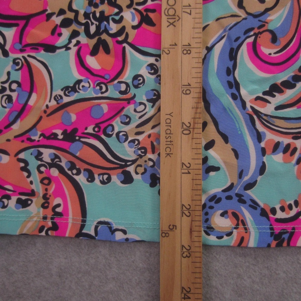 Lilly Pulitzer Blouse Womens XS Blue Paisley Floral Silk Blend Short Sleeve - Picture 8 of 14